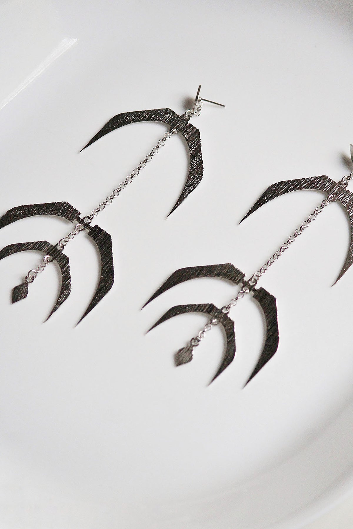 Silver Finish Handcrafted Textured Dangler Earrings