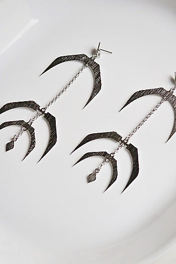 Silver Finish Handcrafted Textured Dangler Earrings