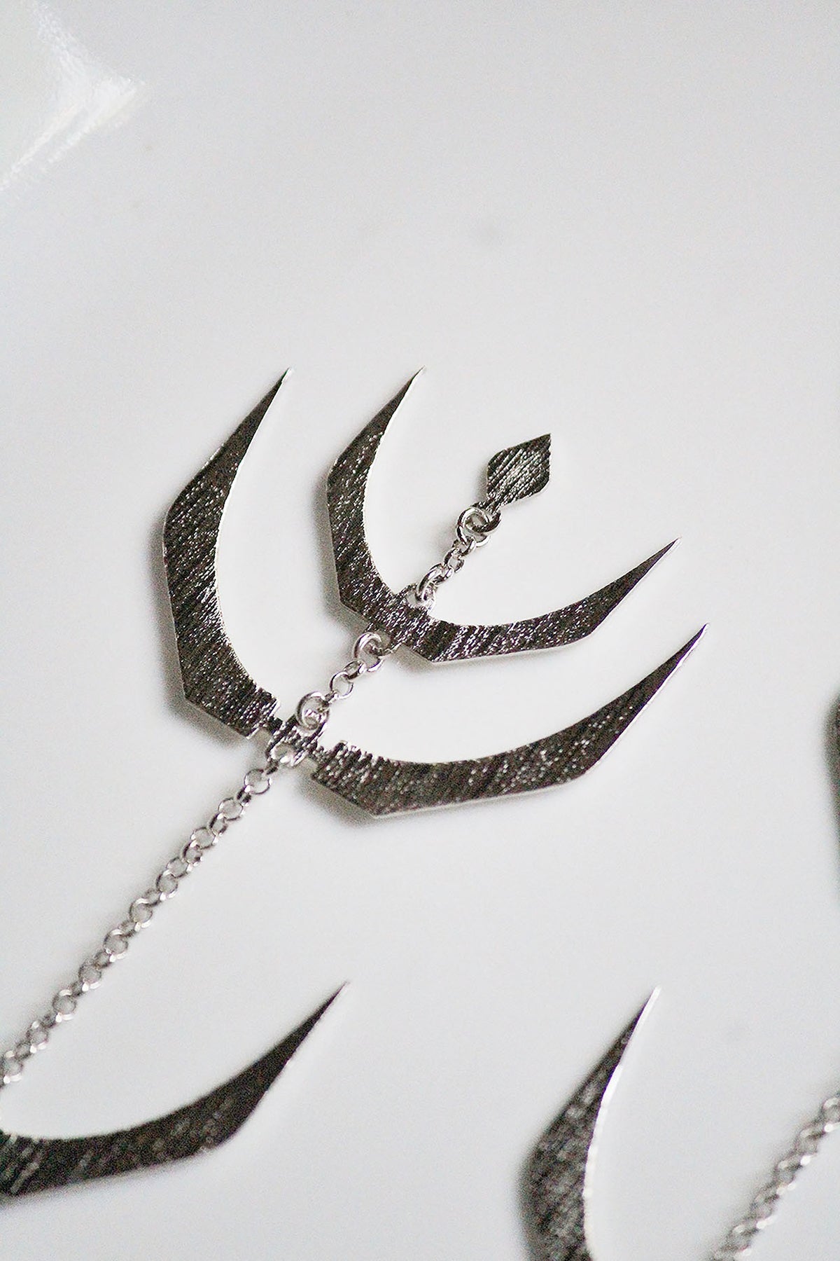 Silver Finish Handcrafted Textured Dangler Earrings