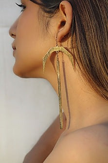 Gold Finish Handcrafted Textured Dangler Earrings
