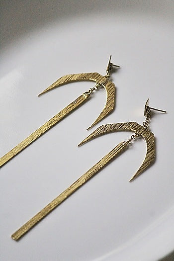 Gold Finish Handcrafted Textured Dangler Earrings