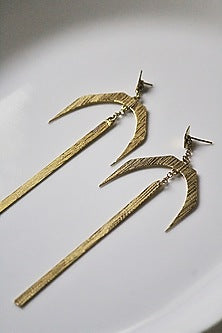 Gold Finish Handcrafted Textured Dangler Earrings