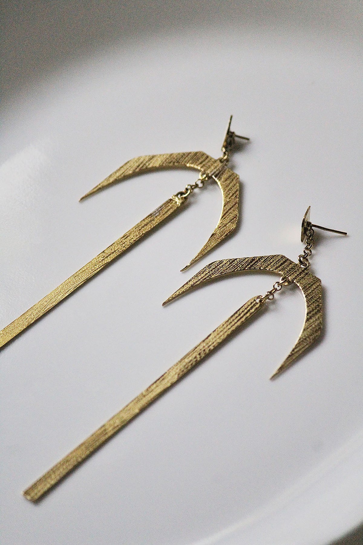 Gold Finish Handcrafted Textured Dangler Earrings