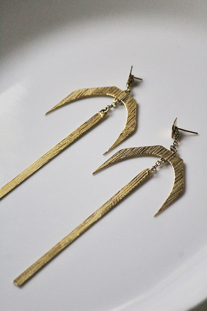 Gold Finish Handcrafted Textured Dangler Earrings