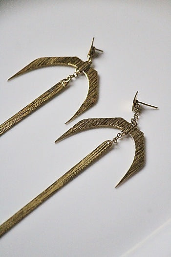 Gold Finish Handcrafted Textured Dangler Earrings