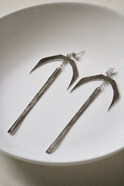 Silver Finish Handcrafted Textured Dangler Earrings