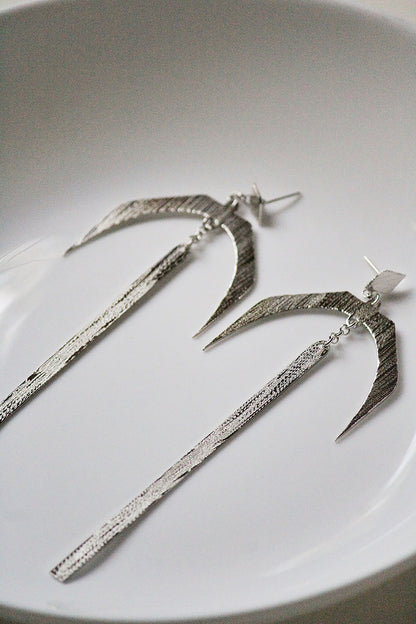 Silver Finish Handcrafted Textured Dangler Earrings