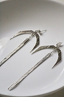 Silver Finish Handcrafted Textured Dangler Earrings