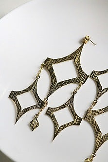 Gold Finish Handcrafted Textured Dangler Earrings