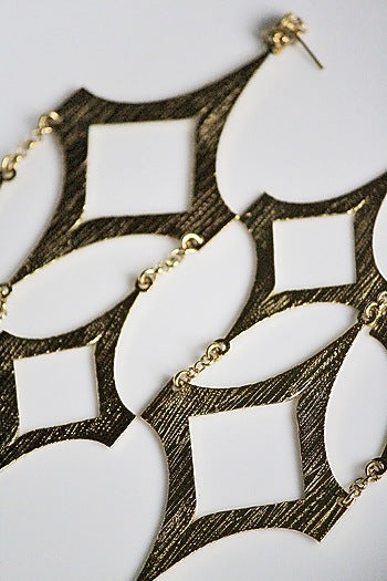 Gold Finish Handcrafted Textured Dangler Earrings