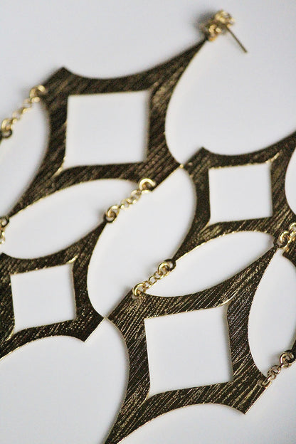 Gold Finish Handcrafted Textured Dangler Earrings