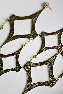 Gold Finish Handcrafted Textured Dangler Earrings