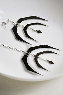 Silver Finish Handcrafted Textured Dangler Earrings