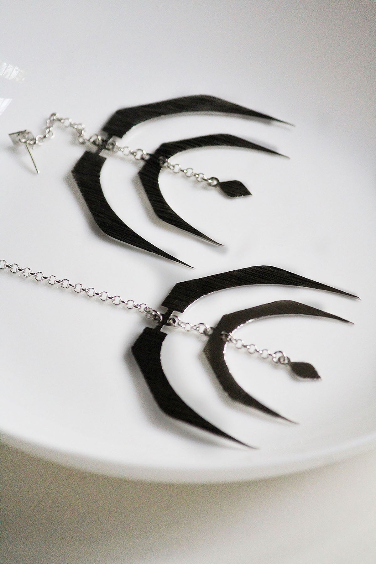 Silver Finish Handcrafted Textured Dangler Earrings