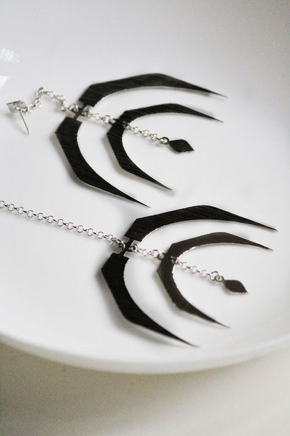 Silver Finish Handcrafted Textured Dangler Earrings