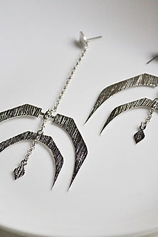 Silver Finish Handcrafted Textured Dangler Earrings