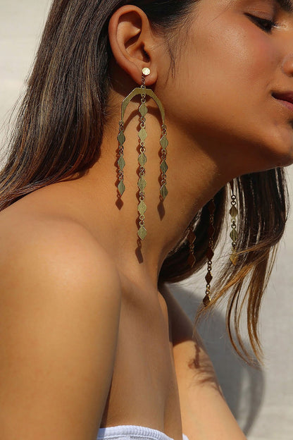 Gold Finish Handcrafted Textured Dangler Earrings