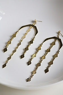Gold Finish Handcrafted Textured Dangler Earrings