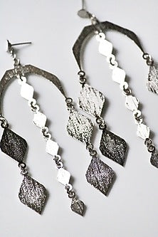 Silver Finish Handcrafted Textured Dangler Earrings