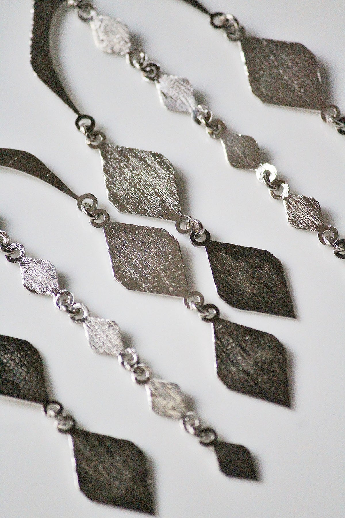 Silver Finish Handcrafted Textured Dangler Earrings