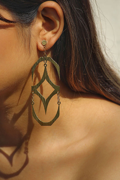 Gold Finish Handcrafted Textured Dangler Earrings