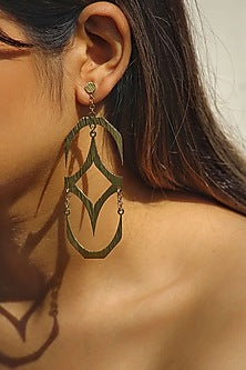 Gold Finish Handcrafted Textured Dangler Earrings