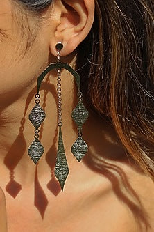 Silver Finish Handcrafted Textured Dangler Earrings