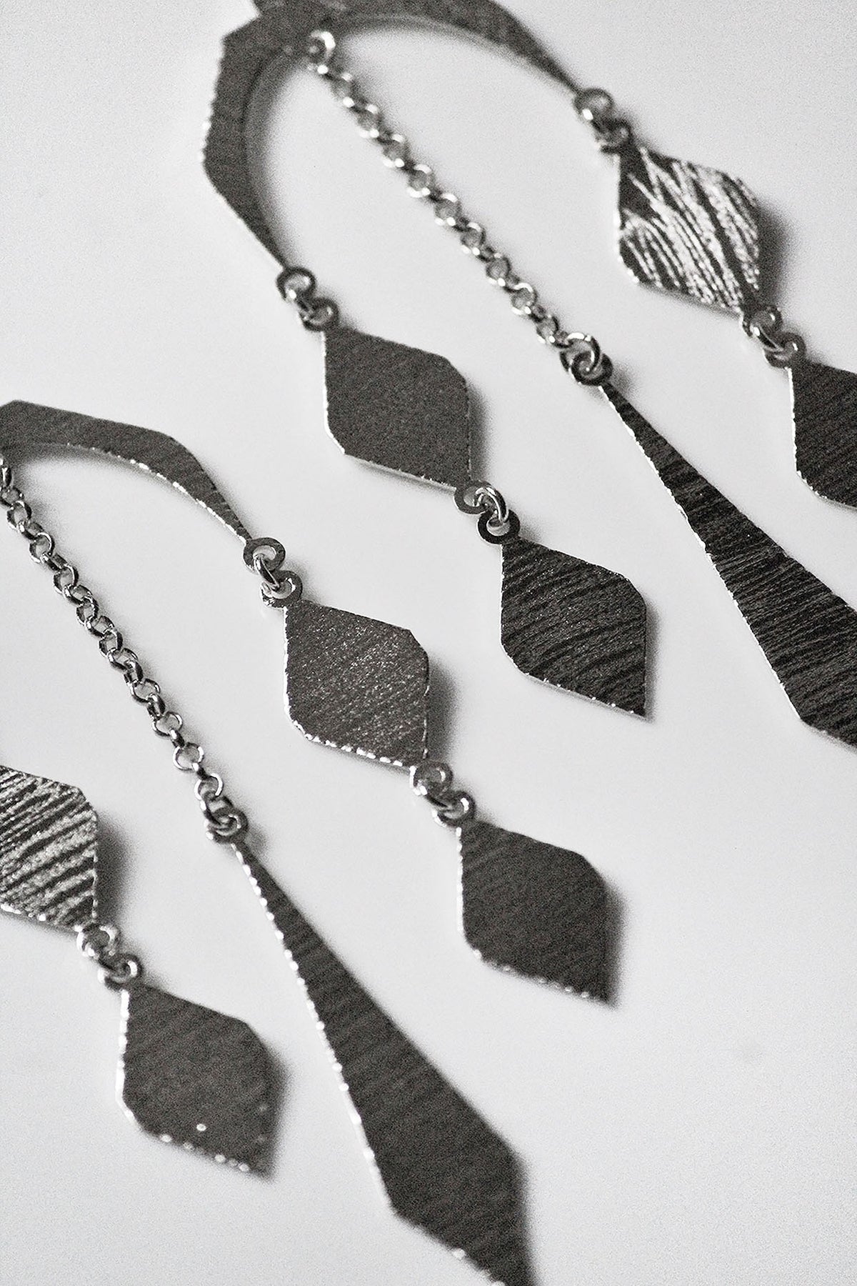 Silver Finish Handcrafted Textured Dangler Earrings