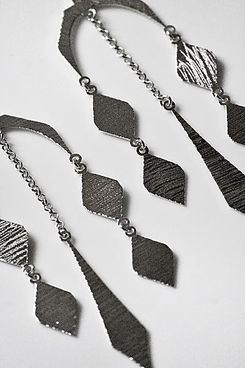 Silver Finish Handcrafted Textured Dangler Earrings