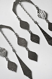 Silver Finish Handcrafted Textured Dangler Earrings