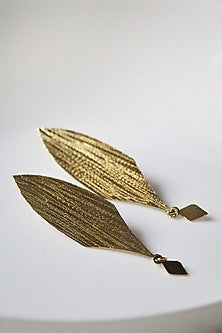 Gold Finish Handcrafted Textured Dangler Earrings