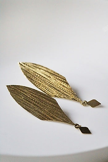 Gold Finish Handcrafted Textured Dangler Earrings
