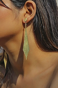Gold Finish Handcrafted Textured Dangler Earrings