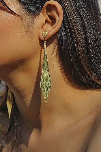 Gold Finish Handcrafted Textured Dangler Earrings