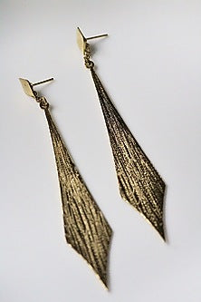 Gold Finish Handcrafted Textured Dangler Earrings