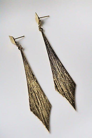 Gold Finish Handcrafted Textured Dangler Earrings