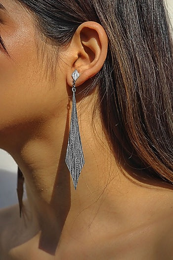 Silver Finish Handcrafted Textured Dangler Earrings