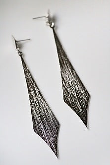 Silver Finish Handcrafted Textured Dangler Earrings