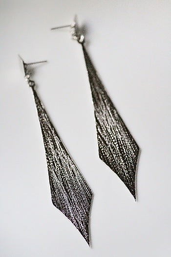 Silver Finish Handcrafted Textured Dangler Earrings
