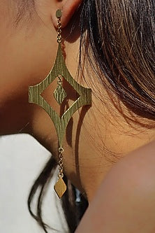 Gold Finish Handcrafted Textured Dangler Earrings