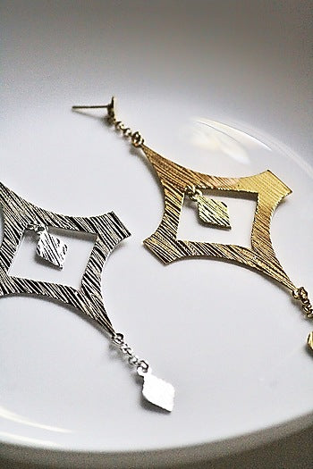 Gold Finish Handcrafted Textured Dangler Earrings