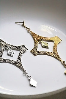 Gold Finish Handcrafted Textured Dangler Earrings