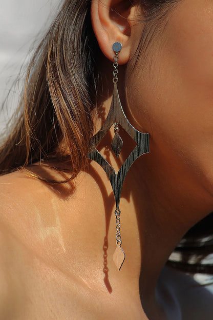 Silver Finish Handcrafted Textured Dangler Earrings