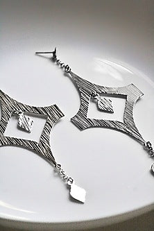 Silver Finish Handcrafted Textured Dangler Earrings