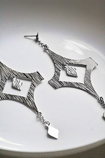 Silver Finish Handcrafted Textured Dangler Earrings