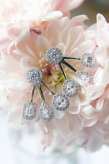 White Finish Dangler Earrings In Sterling Silver