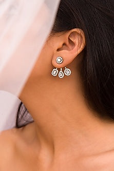 White Finish Dangler Earrings In Sterling Silver