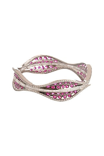 White Finish Hydro Rubies Bangle