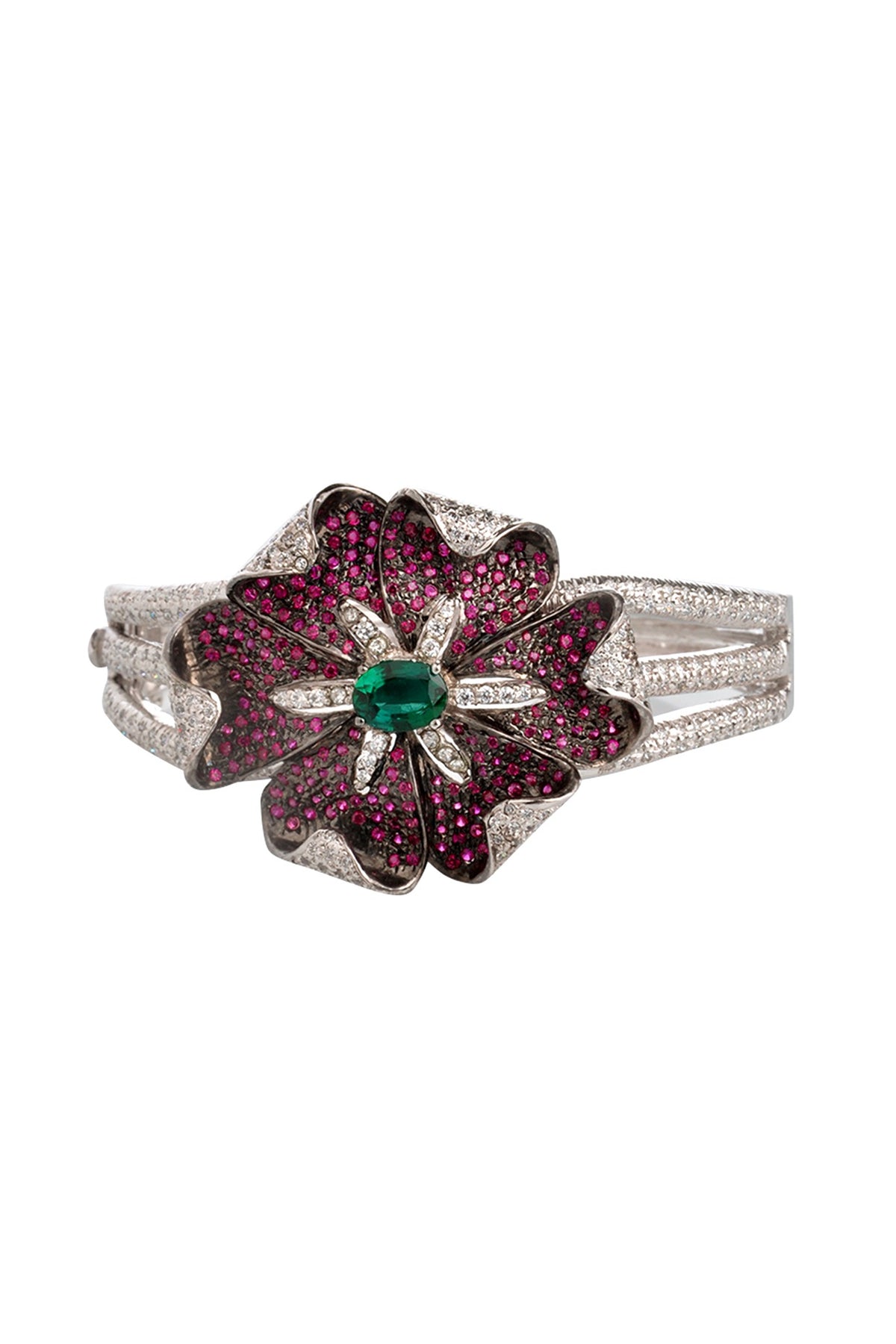 White Finish Hydro Rubies Bracelet