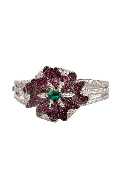 White Finish Hydro Rubies Bracelet